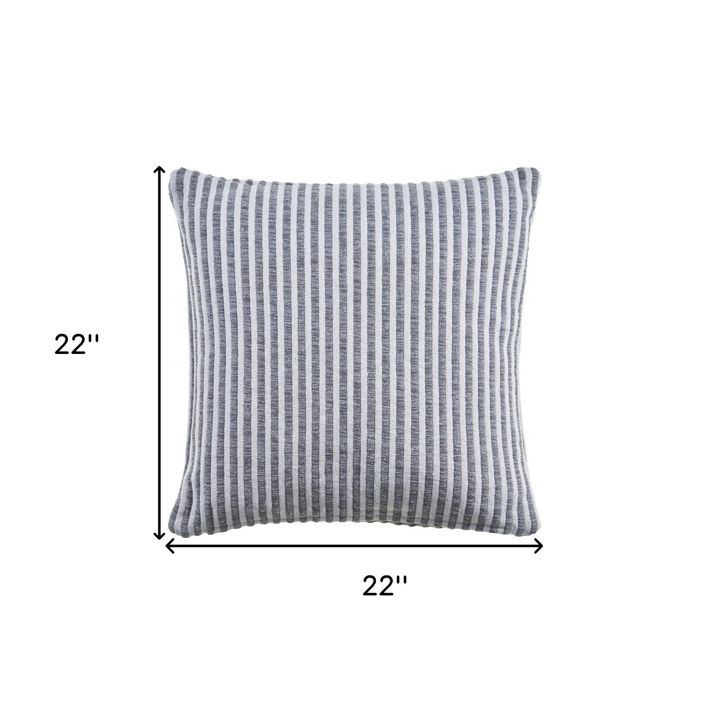 22" X 22" Beige And Cream 100% Cotton Striped Zippered Pillow