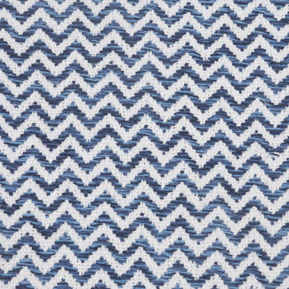 22" X 22" Navy Blue And White 100% Cotton Chevron Zippered Pillow