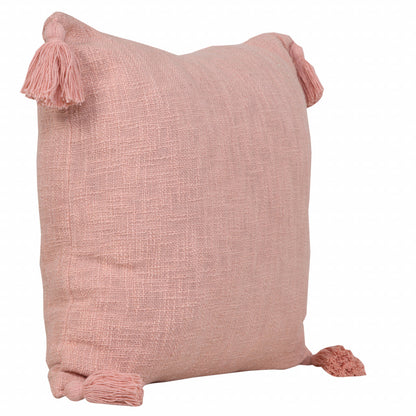 20" X 20" Deep Coral 100% Cotton Zippered Pillow