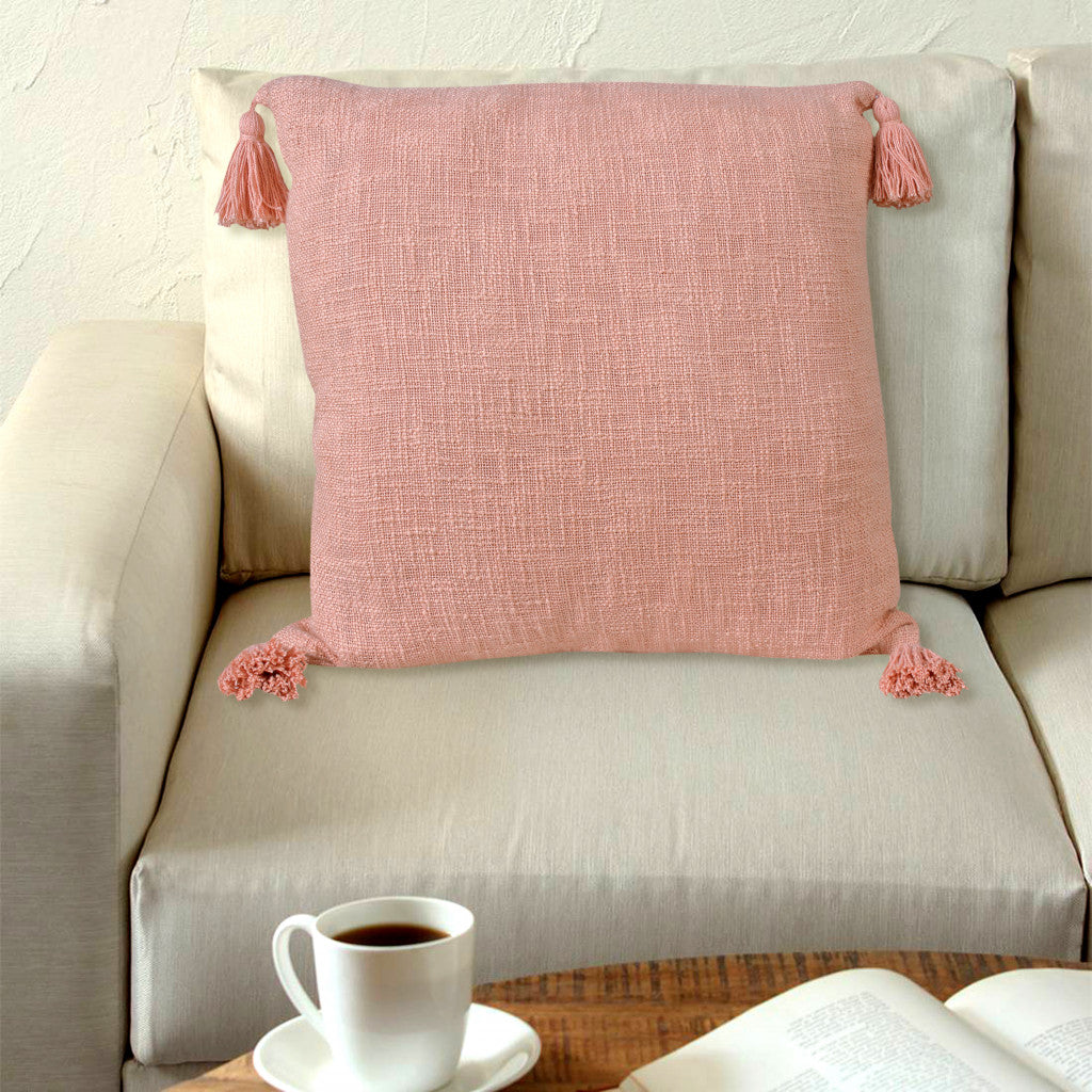 20" X 20" Deep Coral 100% Cotton Zippered Pillow