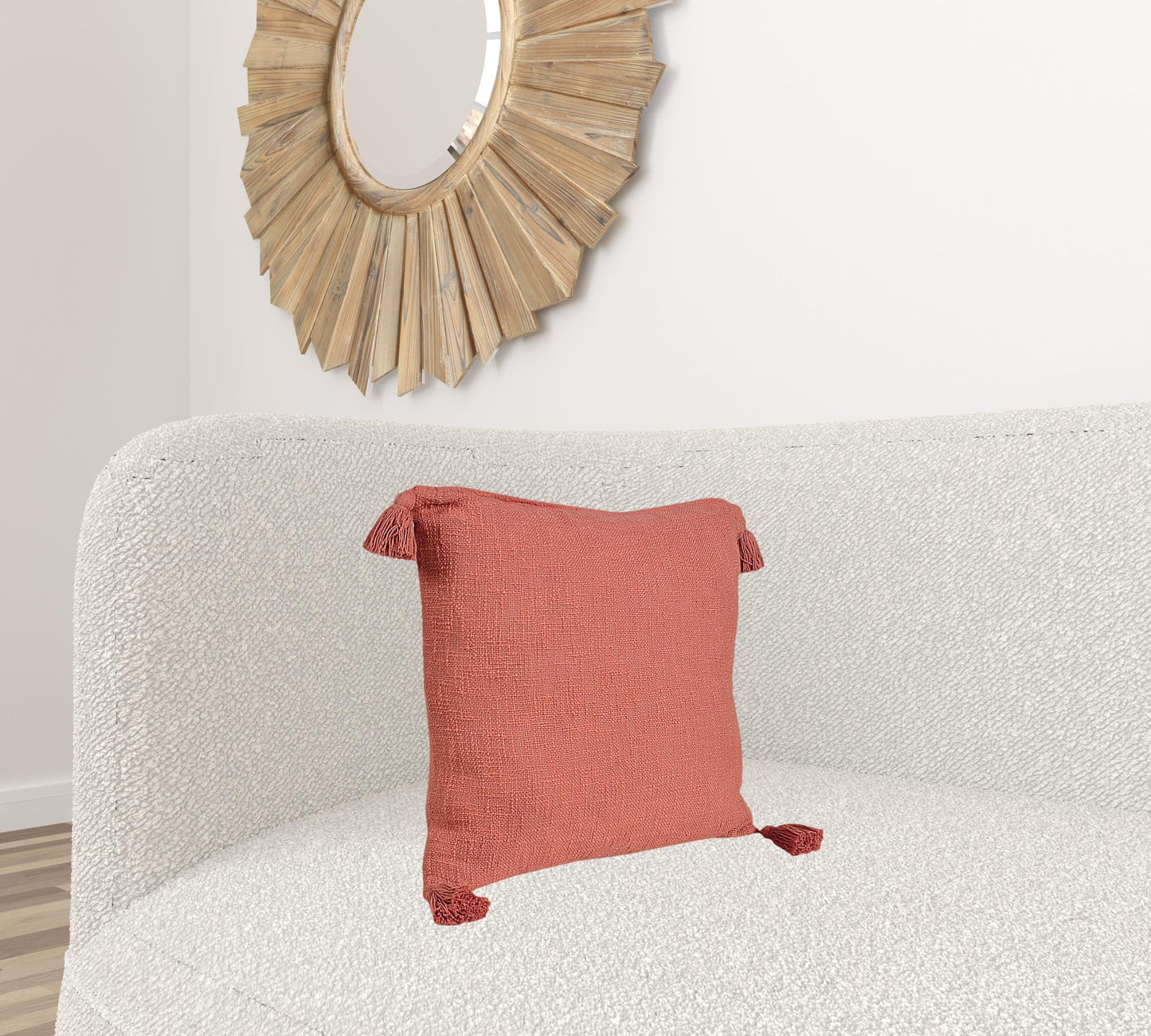 20" X 20" Deep Coral 100% Cotton Zippered Pillow