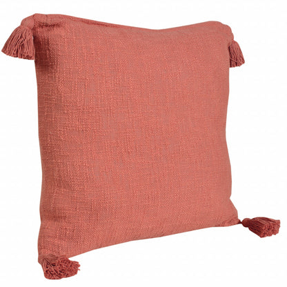 20" X 20" Deep Coral 100% Cotton Zippered Pillow