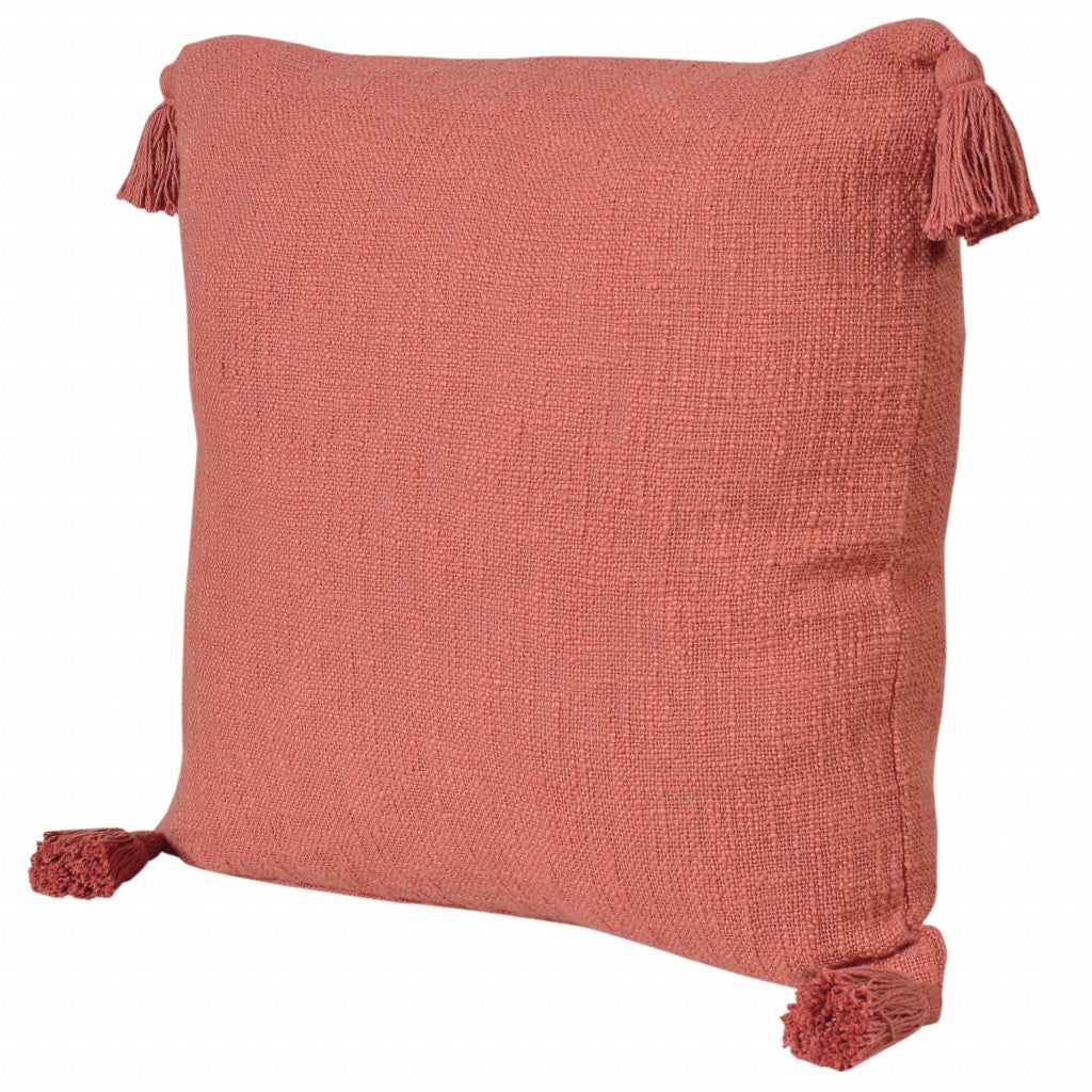 20" X 20" Deep Coral 100% Cotton Zippered Pillow