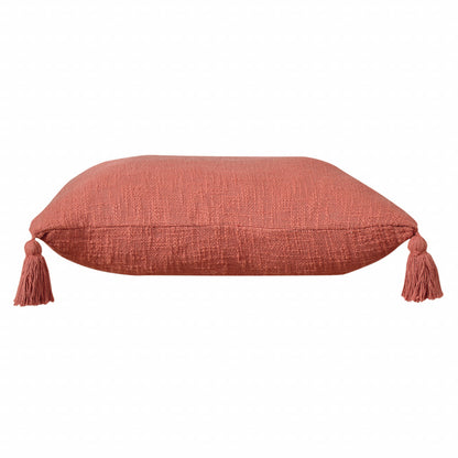 20" X 20" Deep Coral 100% Cotton Zippered Pillow