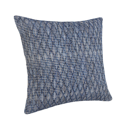 20" X 20" Blue 100% Cotton Geometric Zippered Pillow