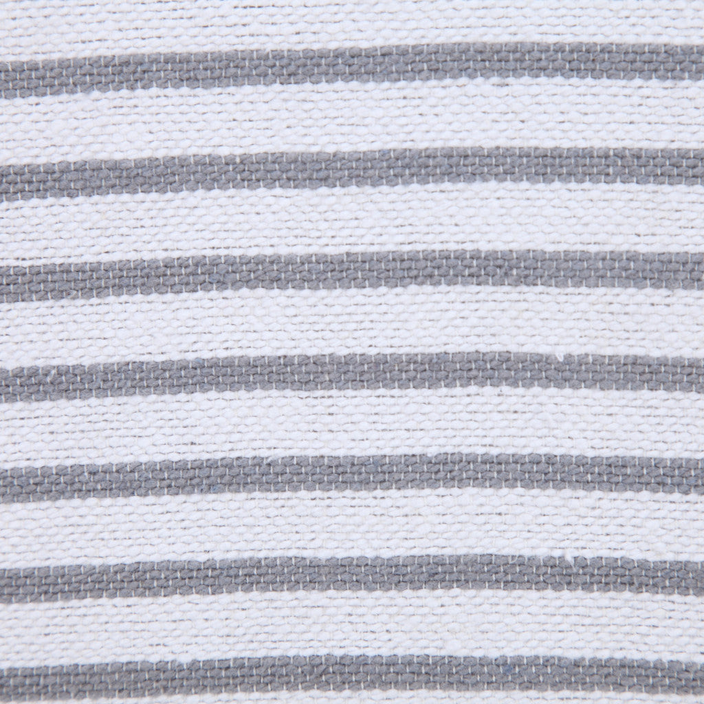 20" X 20" Light Gray And White 100% Cotton Striped Zippered Pillow