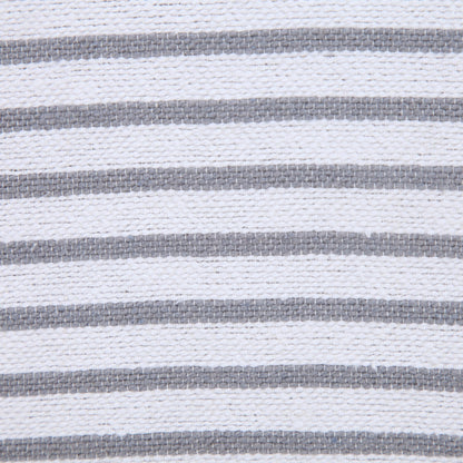 20" X 20" Light Gray And White 100% Cotton Striped Zippered Pillow