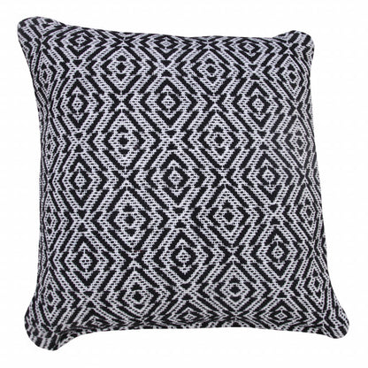 20" X 20" Black And White 100% Cotton Geometric Zippered Pillow