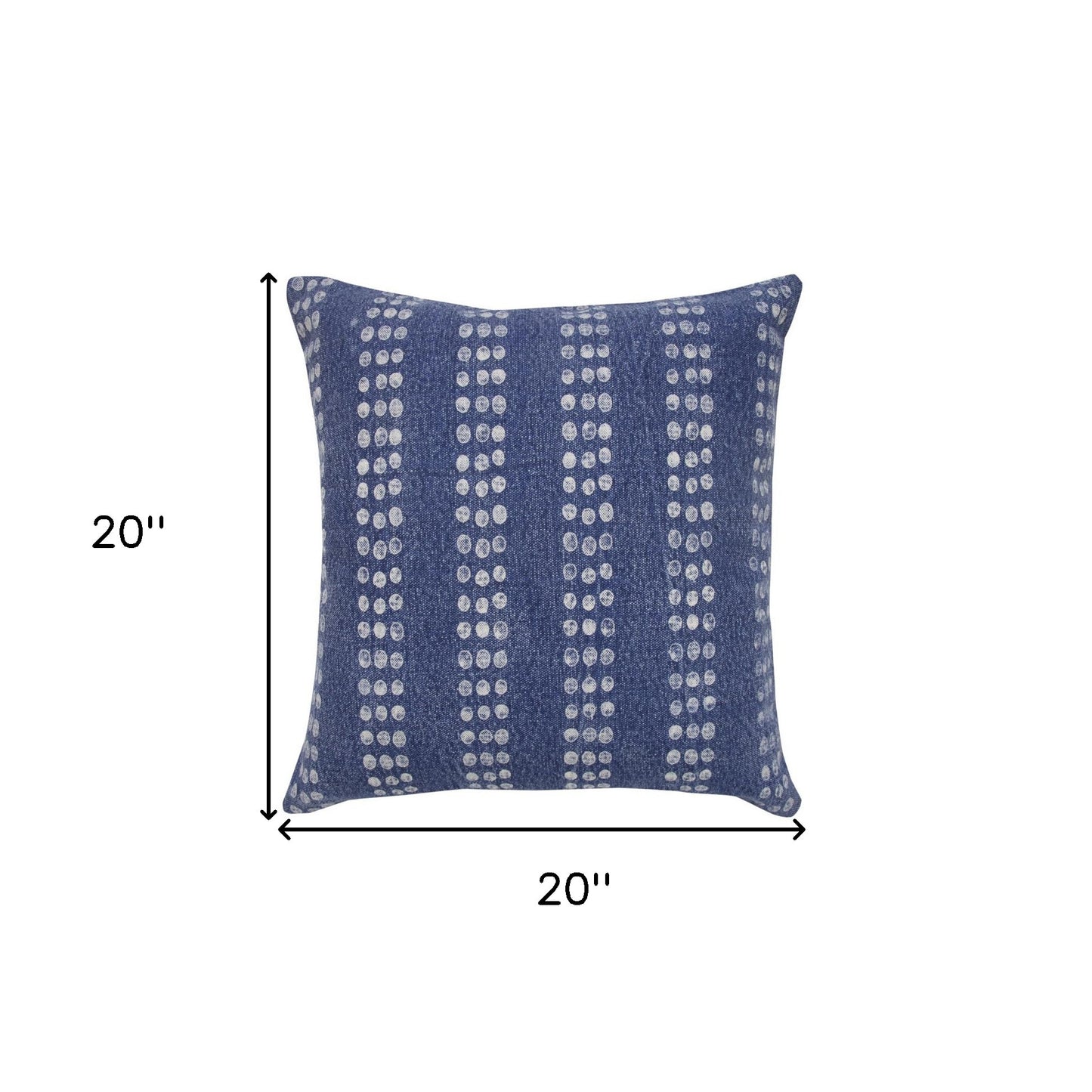 20" X 20" Blue and White Striped Cotton Zippered Pillow