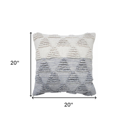 18" X 18" Gray and Beige Geometric Cotton Zippered Pillow