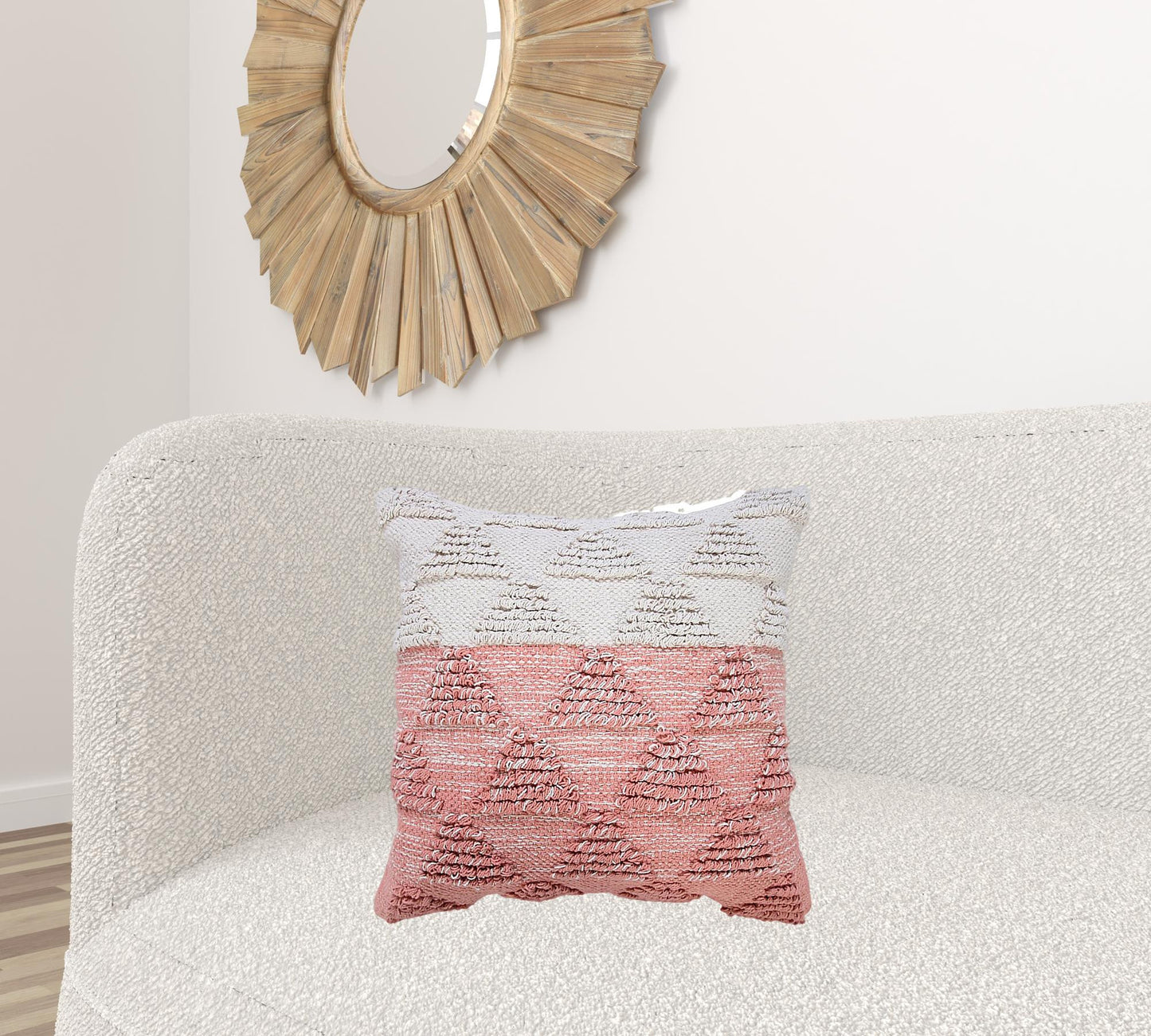 18" X 18" Gray and Beige Geometric Cotton Zippered Pillow