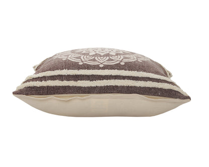 14" X 36" Brown And White 100% Cotton Striped Zippered Pillow