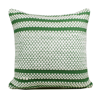 14" X 36" Green And White 100% Cotton Geometric Zippered Pillow