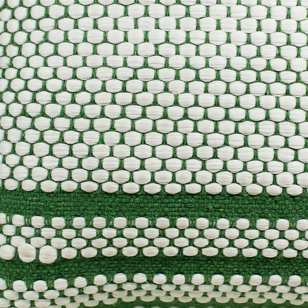 14" X 36" Green And White 100% Cotton Geometric Zippered Pillow