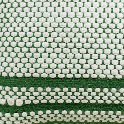 14" X 36" Green And White 100% Cotton Geometric Zippered Pillow