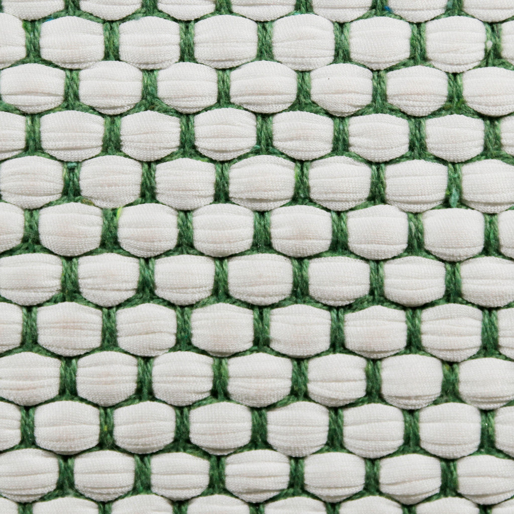 14" X 36" Green And White 100% Cotton Geometric Zippered Pillow