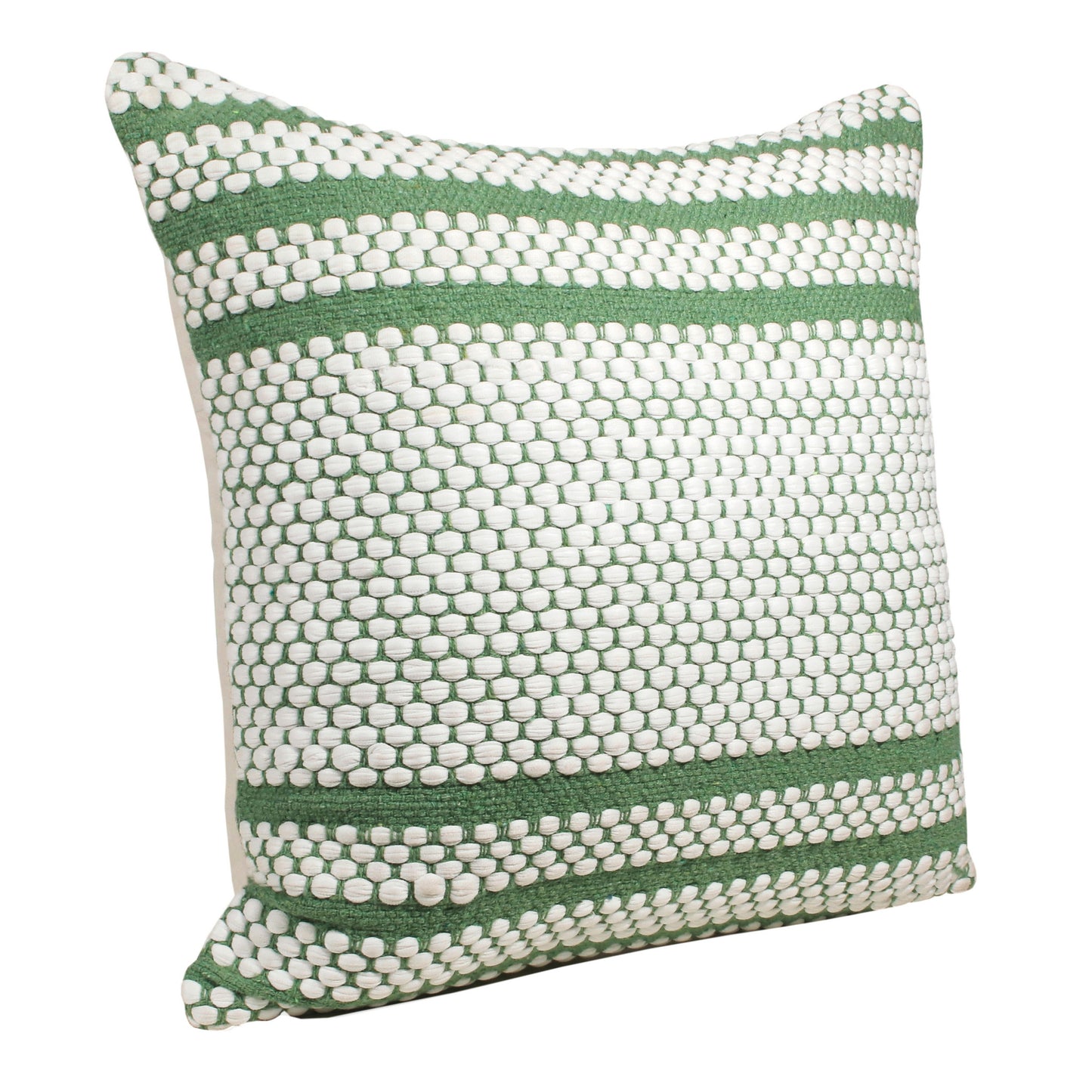 14" X 36" Green And White 100% Cotton Geometric Zippered Pillow