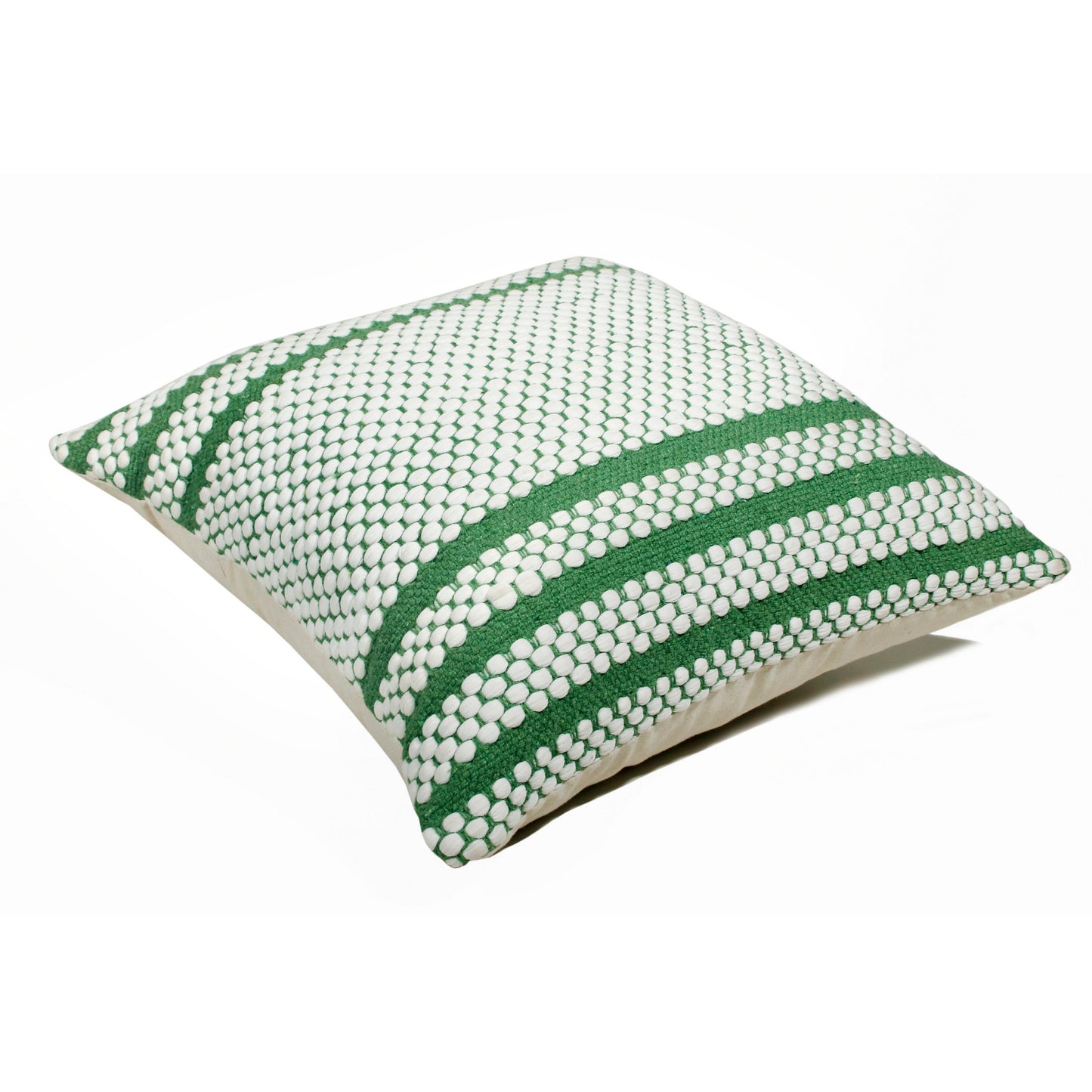 14" X 36" Green And White 100% Cotton Geometric Zippered Pillow