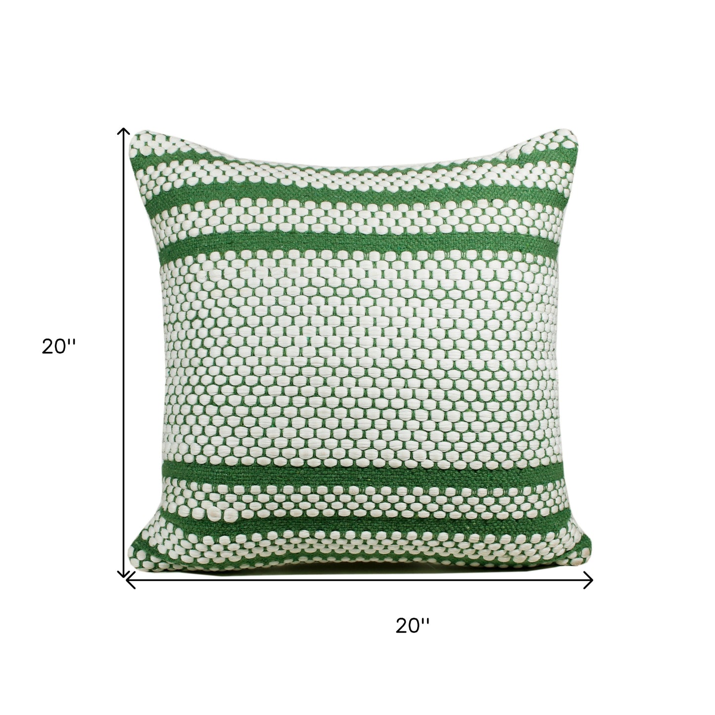 14" X 36" Green And White 100% Cotton Geometric Zippered Pillow