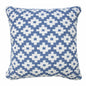 20" X 20" Blue And White 100% Cotton Geometric Zippered Pillow