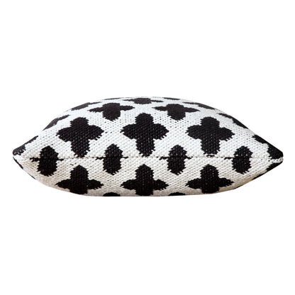 20" X 20" White And Black 100% Cotton Geometric Zippered Pillow