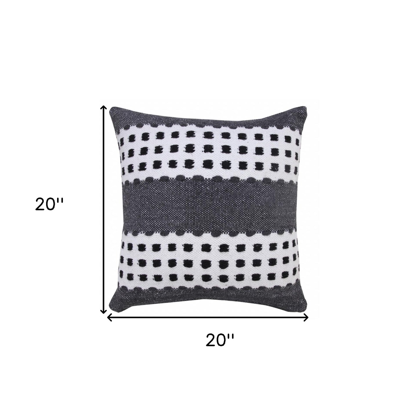 14" X 36" Yellow Black And White 100% Cotton Striped Zippered Pillow