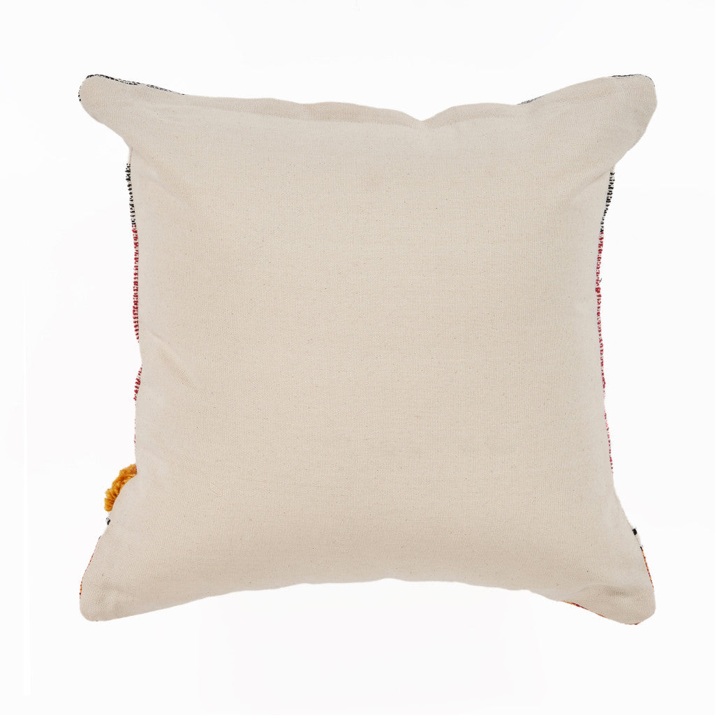 18" X 18" Red and Ivory Linen Cotton Zippered Pillow