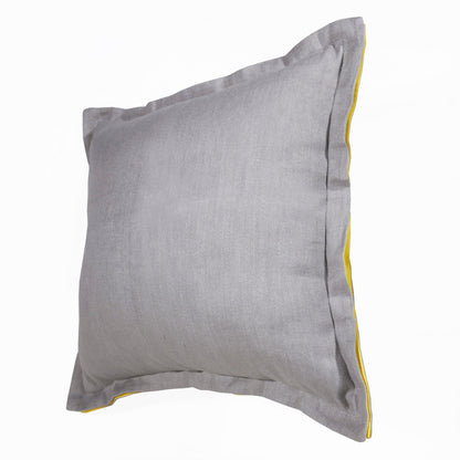 20" X 20" Gray And Yellow Linen Zippered Pillow