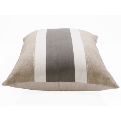 20" X 20" Rust And Gray Linen Striped Zippered Pillow