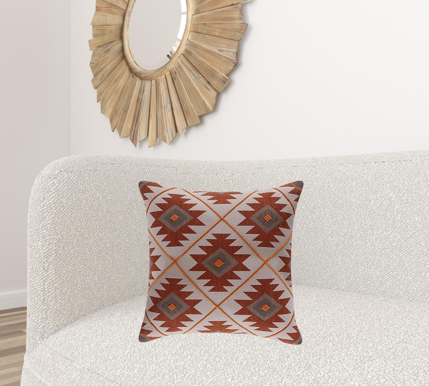 20" X 20" Gray And Black 100% Cotton Geometric Zippered Pillow