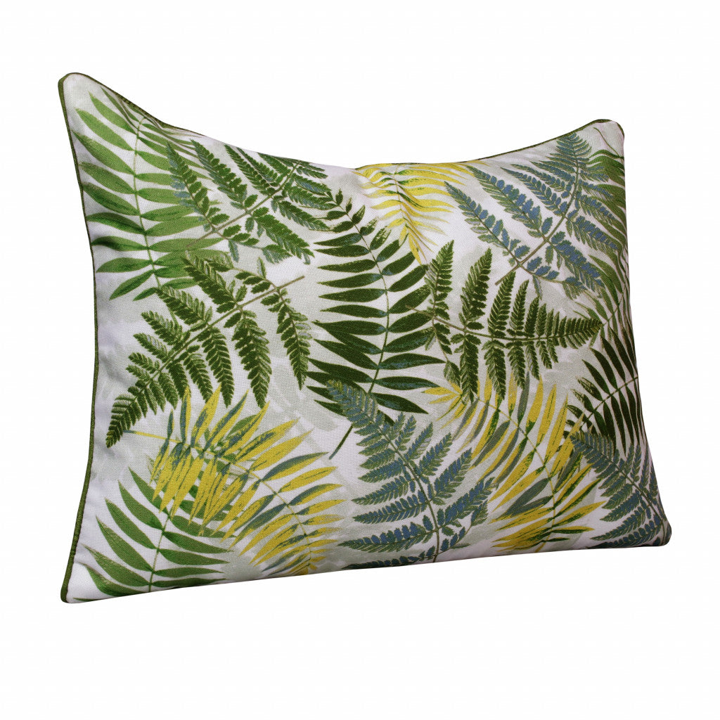 14" X 20" Forest Green And Yellow Polyester Floral Zippered Pillow