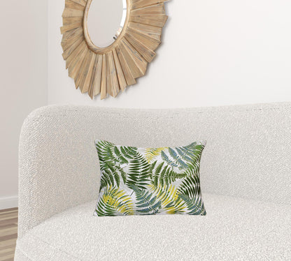 14" X 20" Forest Green And Yellow Polyester Floral Zippered Pillow