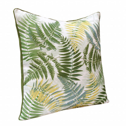 20" X 20" Green And Yellow Polyester Floral Zippered Pillow