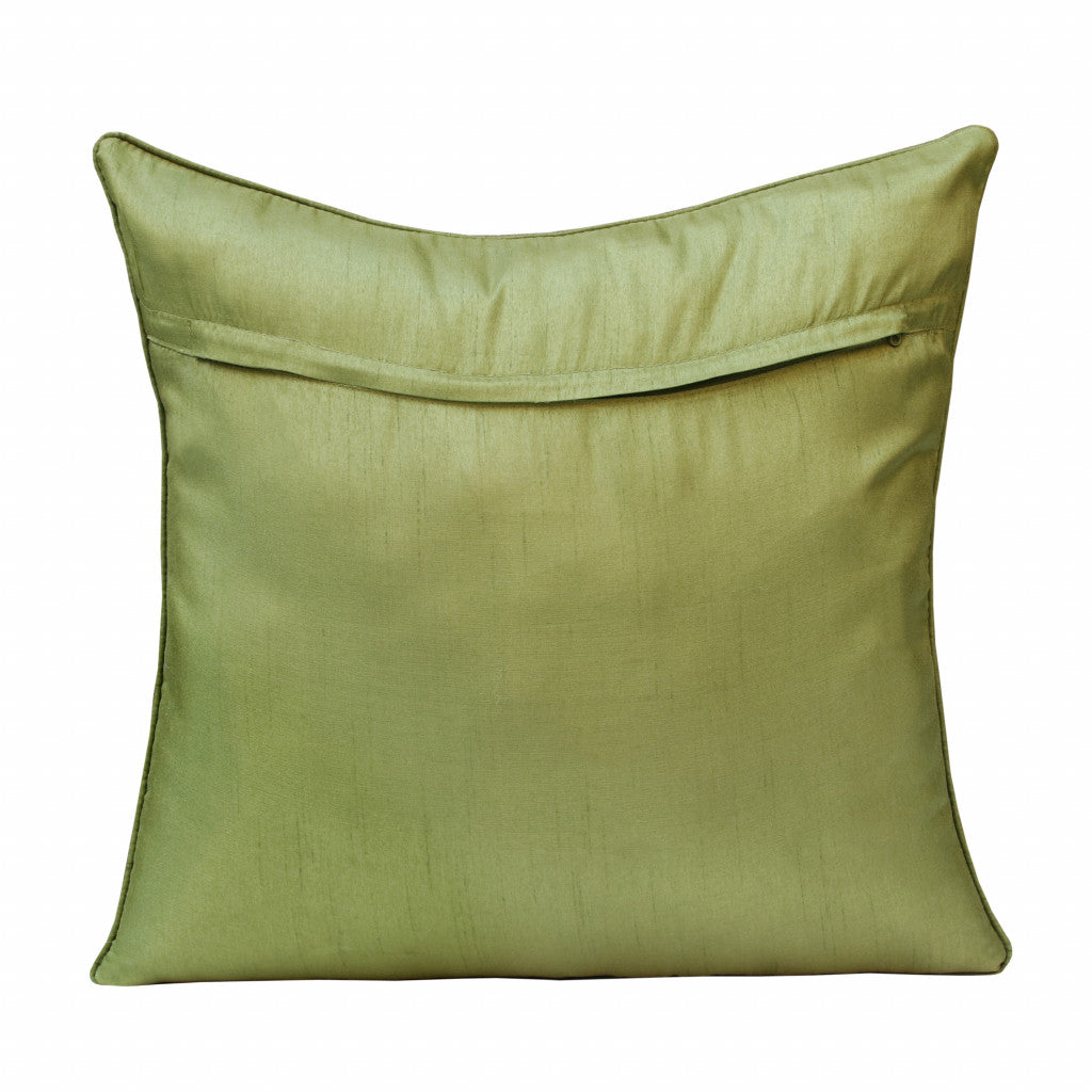 20" X 20" Green And Yellow Polyester Floral Zippered Pillow