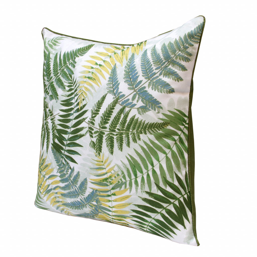 20" X 20" Green And Yellow Polyester Floral Zippered Pillow