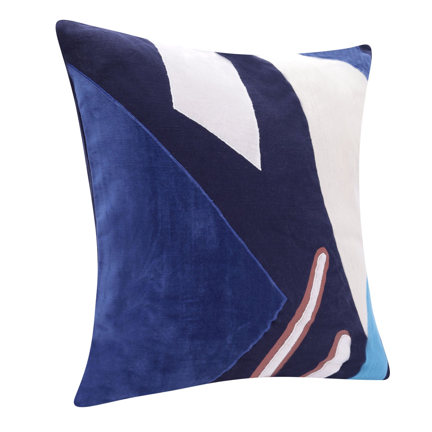 20" X 20" Cobalt Blue And Navy 100% Cotton Abstract Zippered Pillow