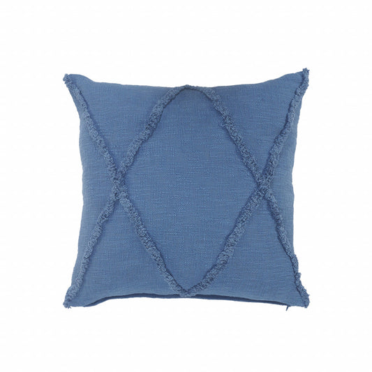 20" X 20" Classic Blue 100% Cotton Diamond Zippered Pillow