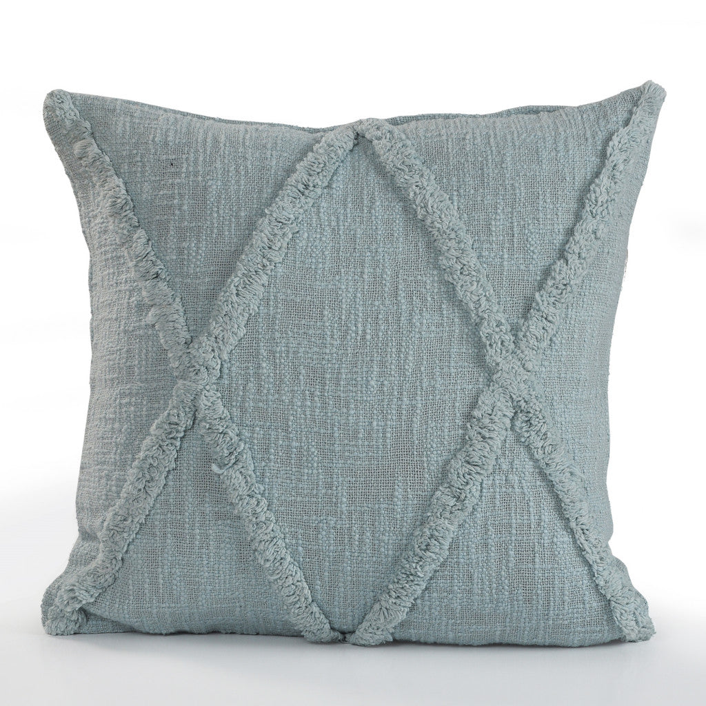 20" X 20" Classic Blue 100% Cotton Diamond Zippered Pillow