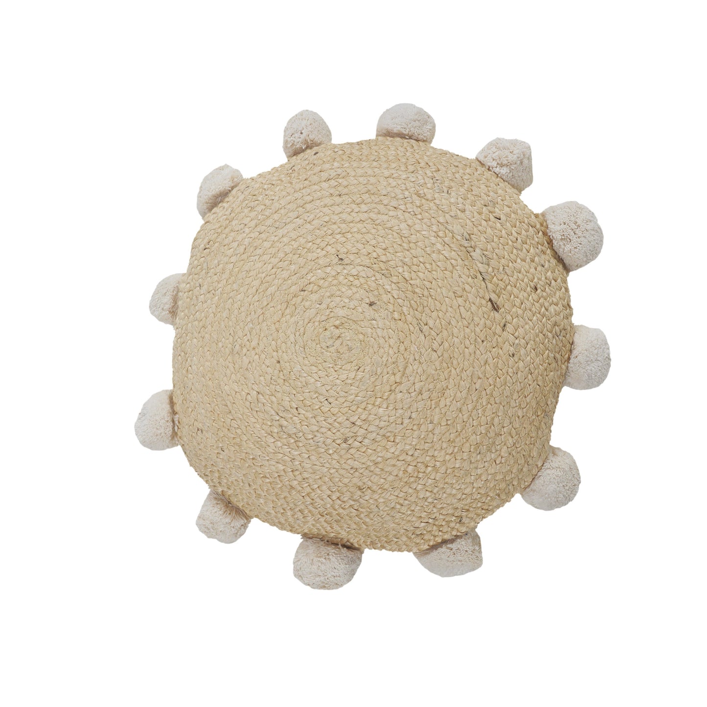 20" X 20" Tan Round Jute Zippered Pillow