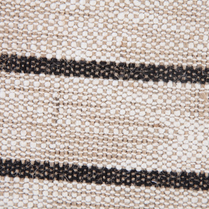 20" X 20" Beige White And Black Jute Striped Zippered Pillow