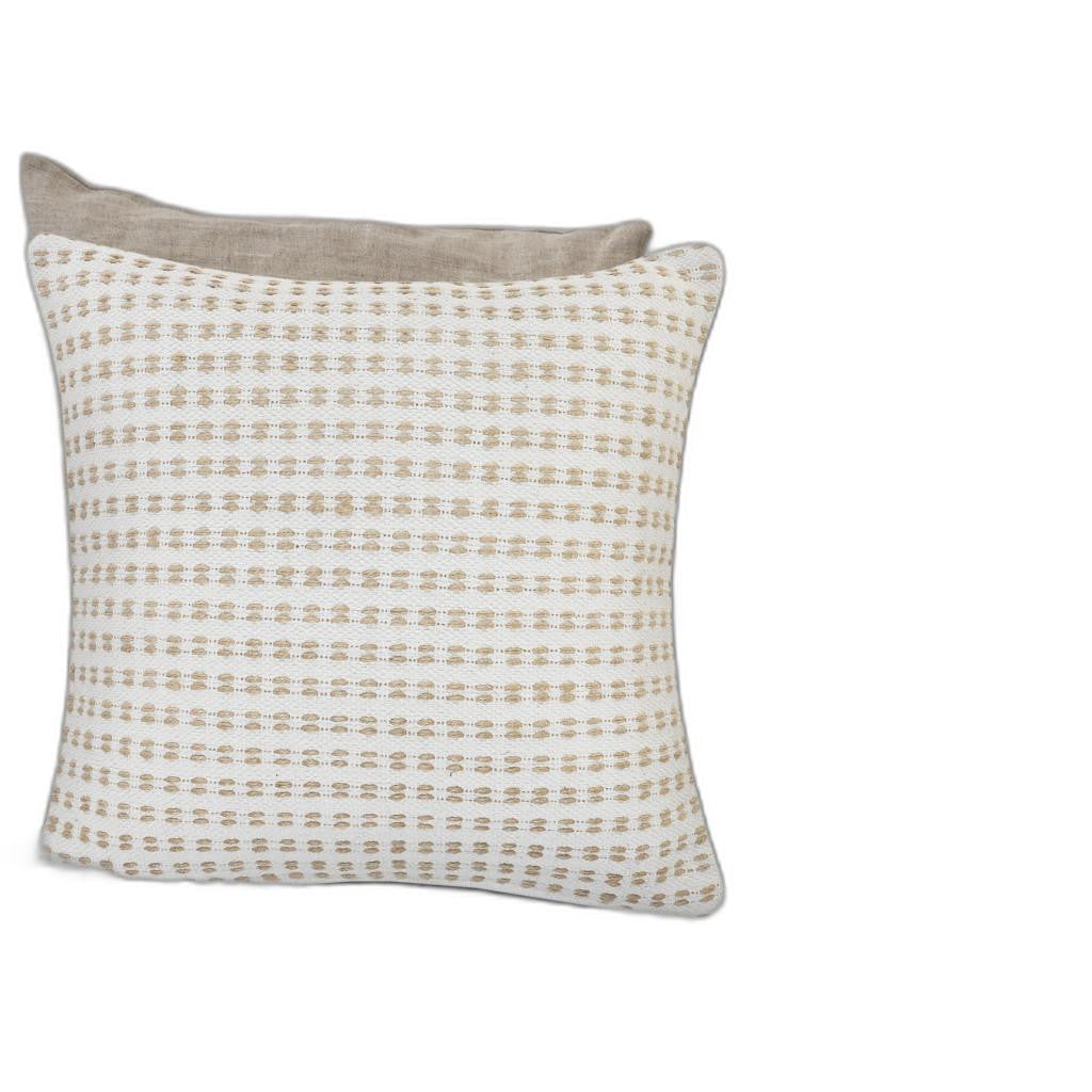 20" X 20" Ivory And Tan 100% Cotton Geometric Zippered Pillow