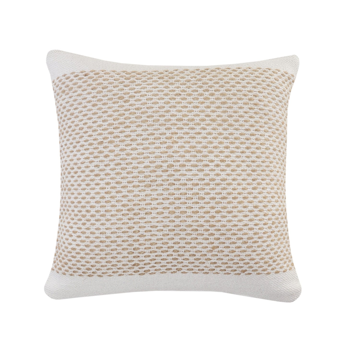 20" X 20" Ivory And Tan 100% Cotton Geometric Zippered Pillow