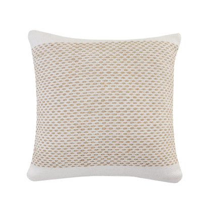 20" X 20" Ivory And Tan 100% Cotton Geometric Zippered Pillow