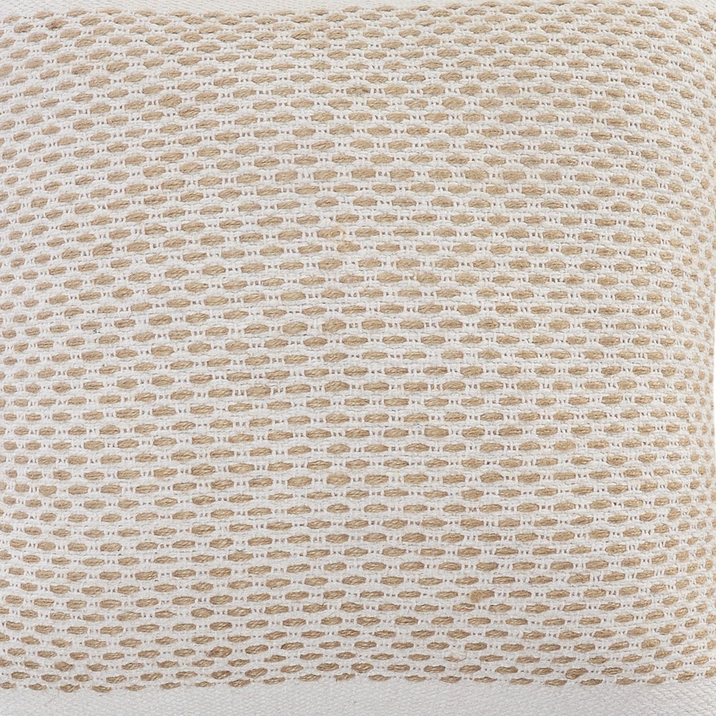 20" X 20" Ivory And Tan 100% Cotton Geometric Zippered Pillow