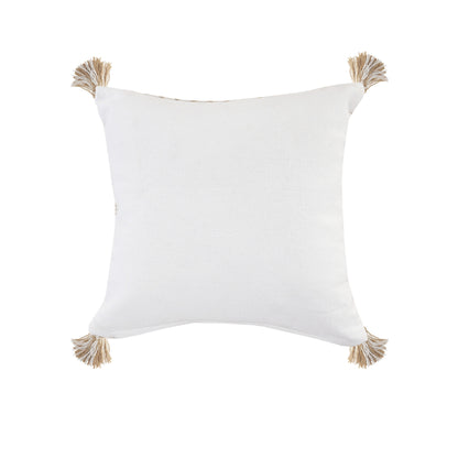 20" X 20" Ivory And Tan 100% Cotton Geometric Zippered Pillow