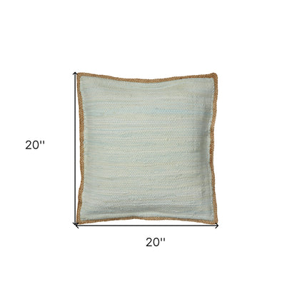 20" X 20" Beige and Green Cotton Blend Zippered Pillow