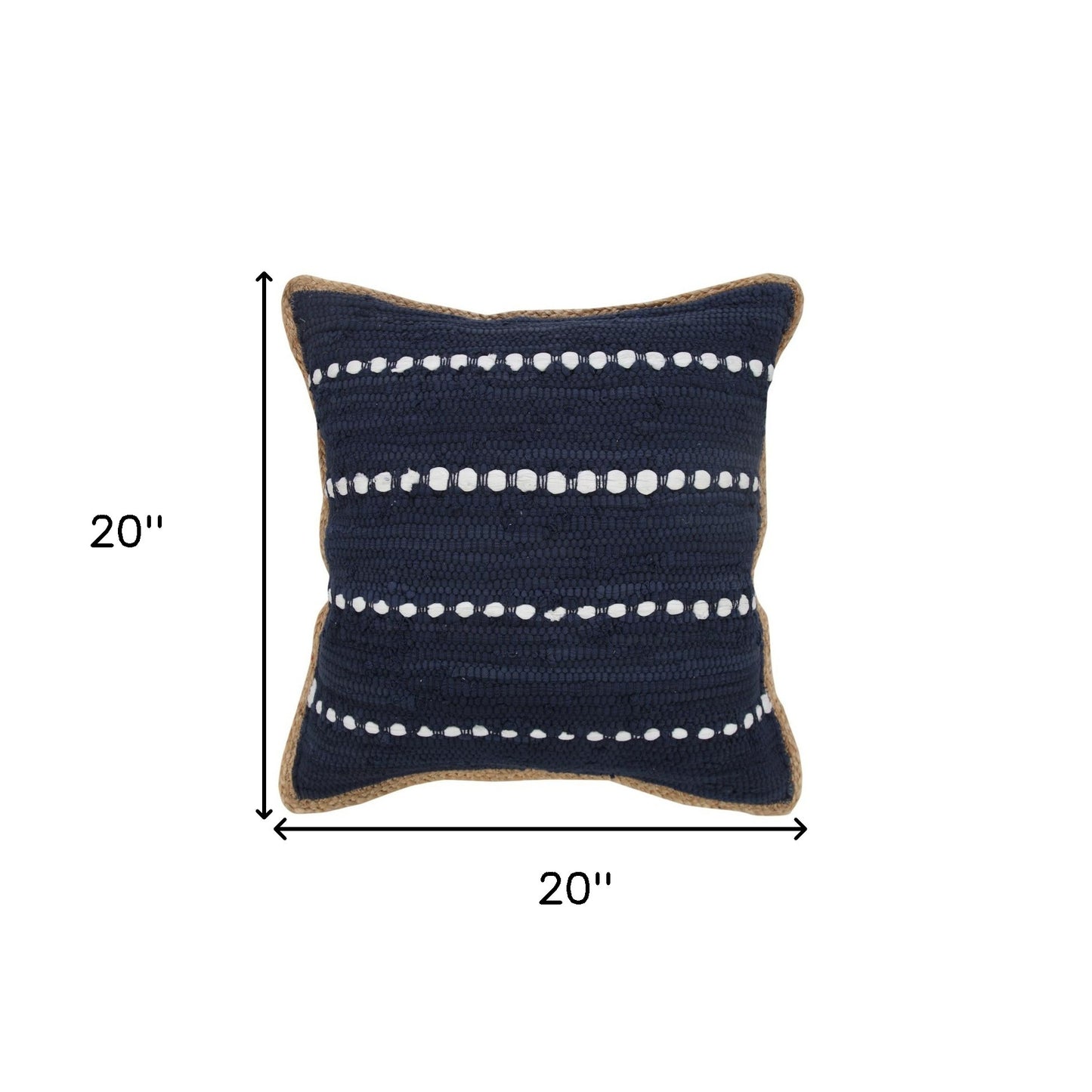 14" X 36" Blue and Beige Striped Cotton Blend Zippered Pillow