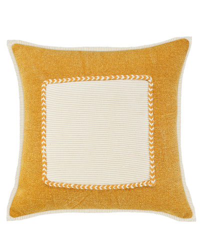 14" X 36" Golden Yellow And Cream 100% Cotton Zippered Pillow