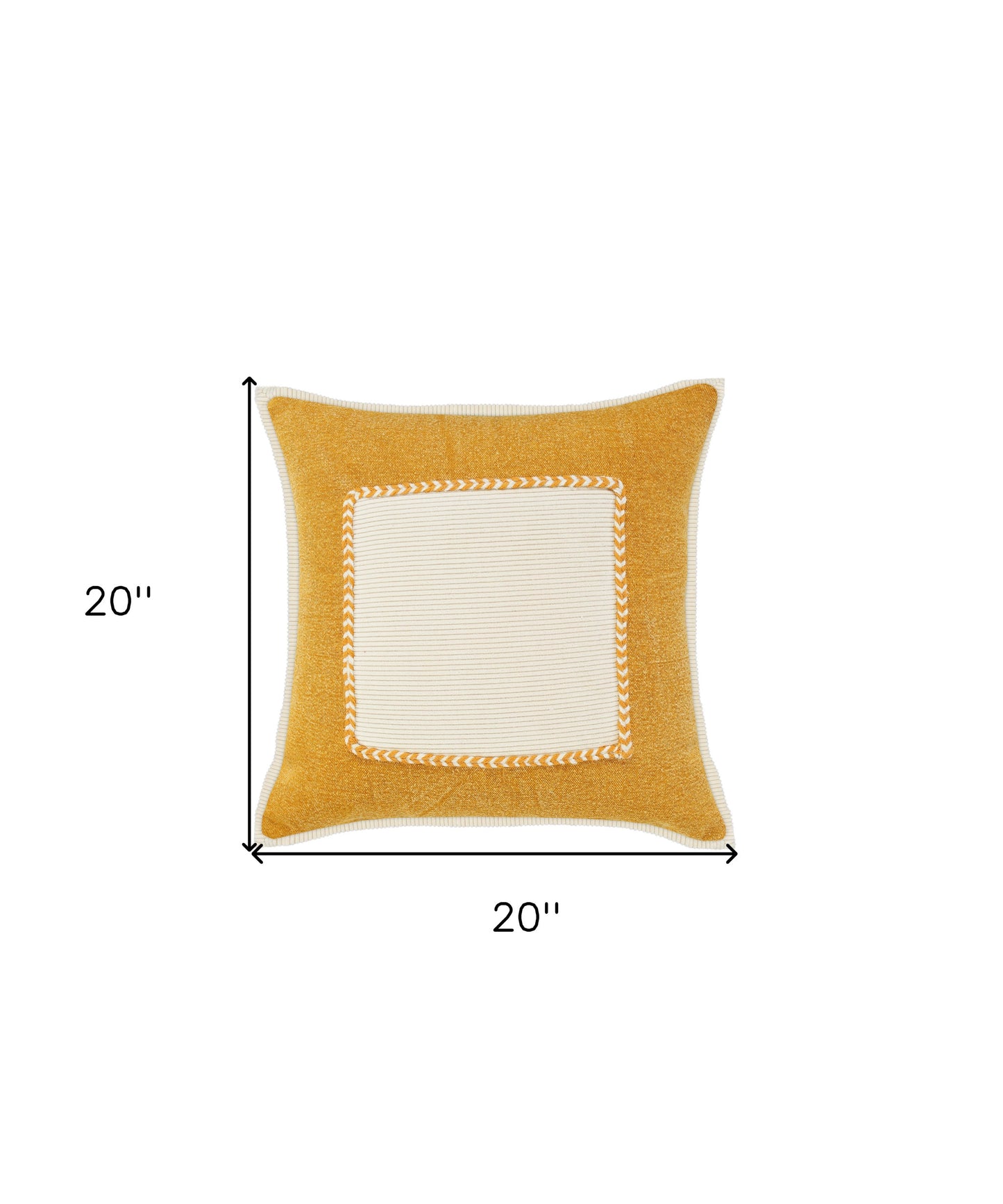 14" X 36" Golden Yellow And Cream 100% Cotton Zippered Pillow