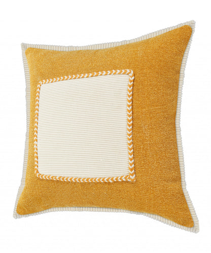 14" X 36" Golden Yellow And Cream 100% Cotton Zippered Pillow